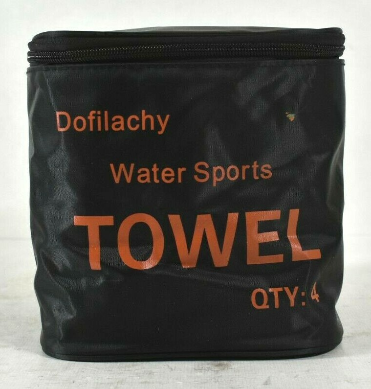 Dofilachy Water Sports Towel 4 Pack Orange & Gray 24&Prime; x 47&Prime; w Carrying Case