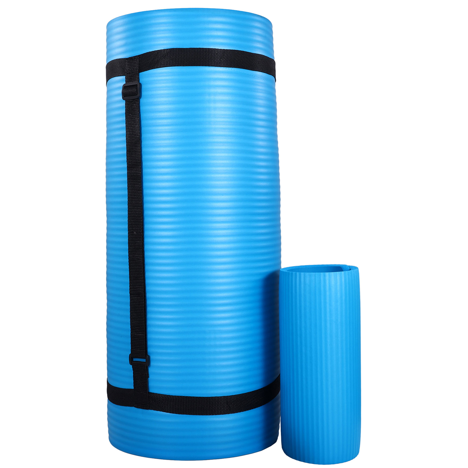 BalanceFrom 1&Prime; Extra Thick Yoga Mat w/Knee Pad & Carrying Strap, Blue (Open Box)