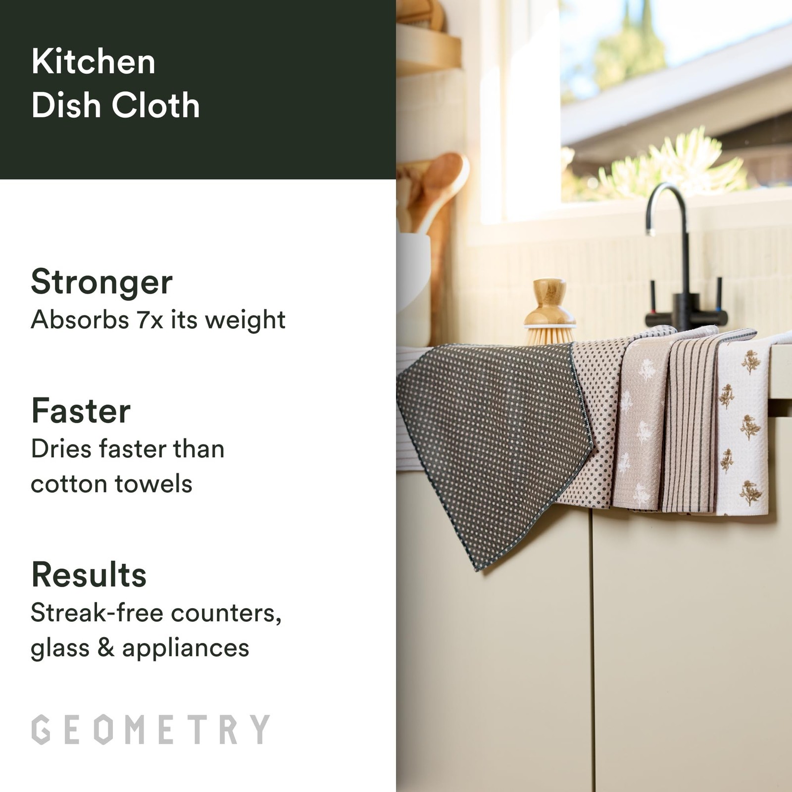 GEOMETRY Dishcloth – Evergreen Collection – Quick-Dry, Ultra-Absorbe