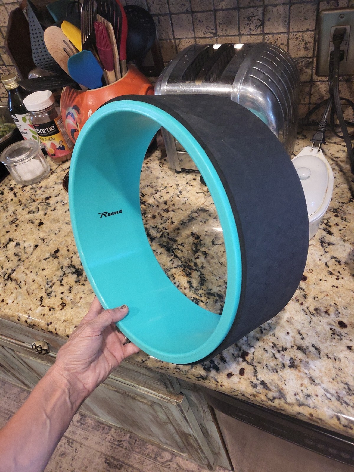 REEHUT BRAND Turquoise/Black FOAM Yoga Wheel 13&Prime; X 5&Prime; Balance Back Stretcher