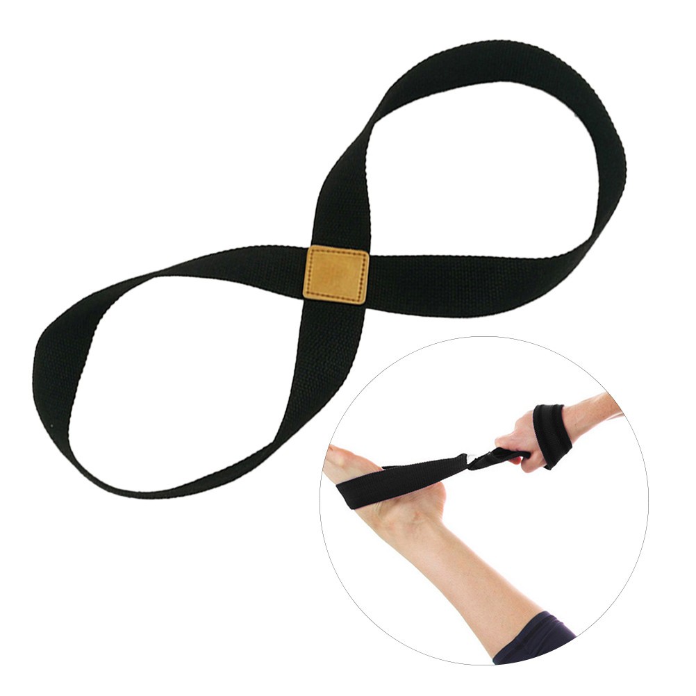 Yoga Strap Belt Black Exercise Stretch Band for Fitness Improve Body Flexibility