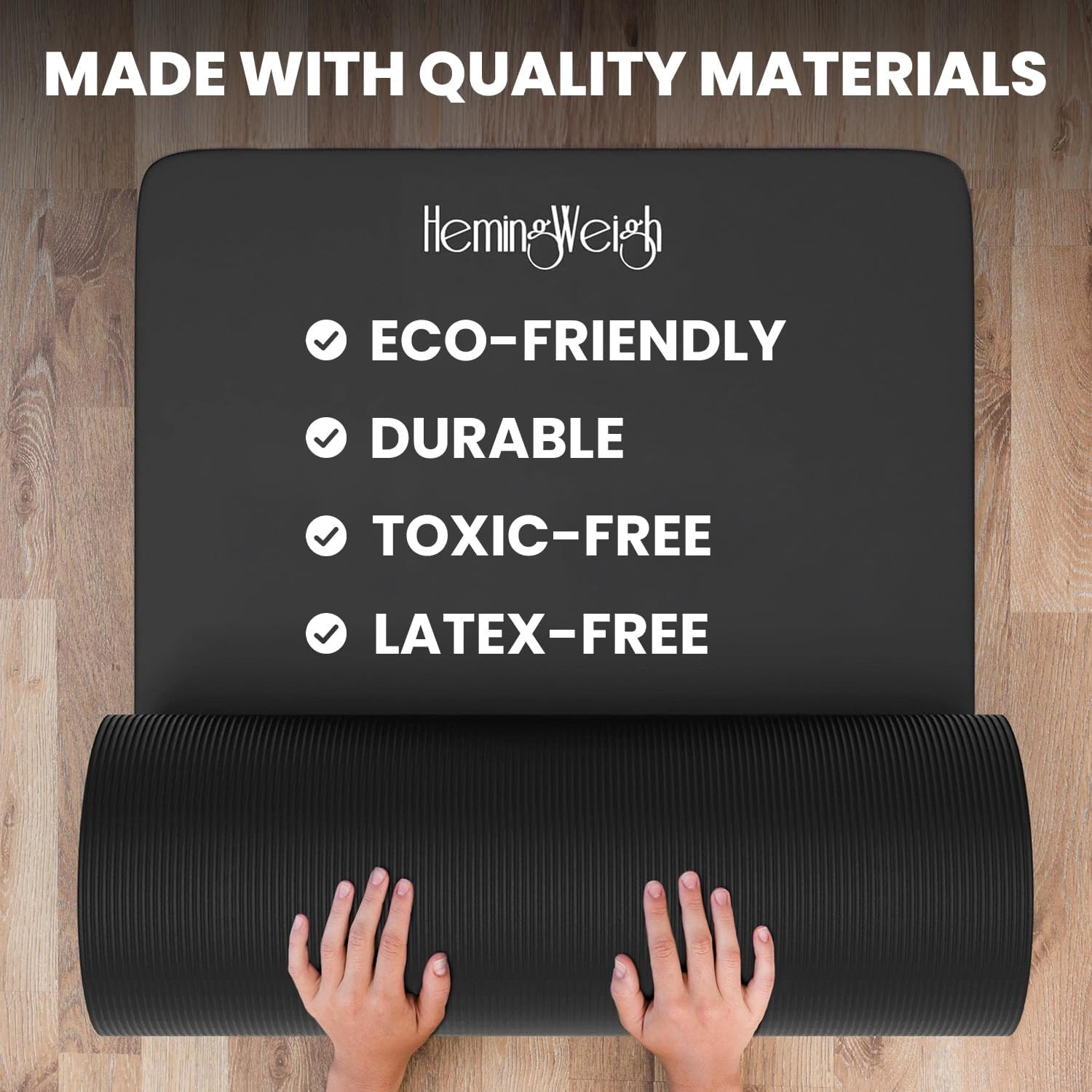 1 Inch Extra Thick Non Slip Yoga Mat – Exercise Mats for Home Workouts, Black (7