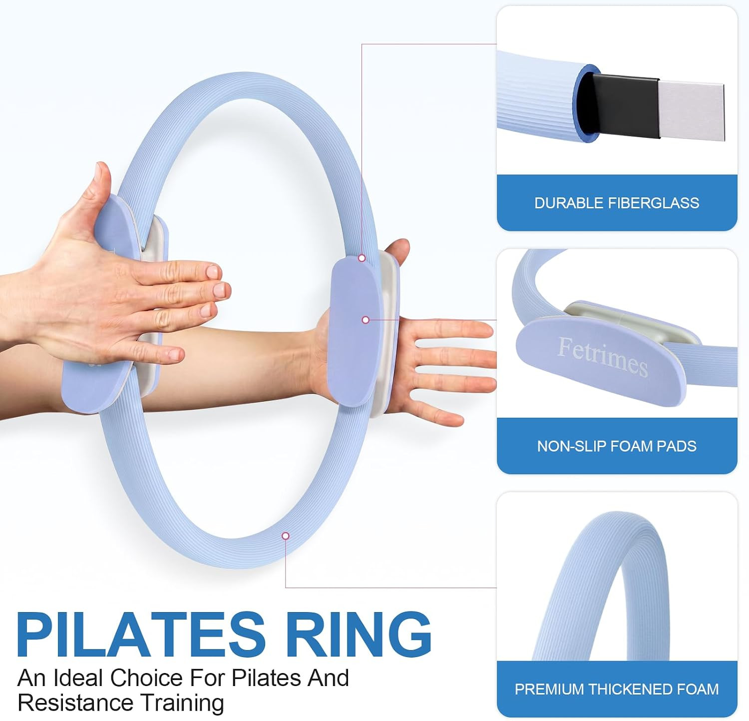 Pilates Ring 15 Inch Magic Circle Ring, Dual Padded Handles Pilates Exercise Cir