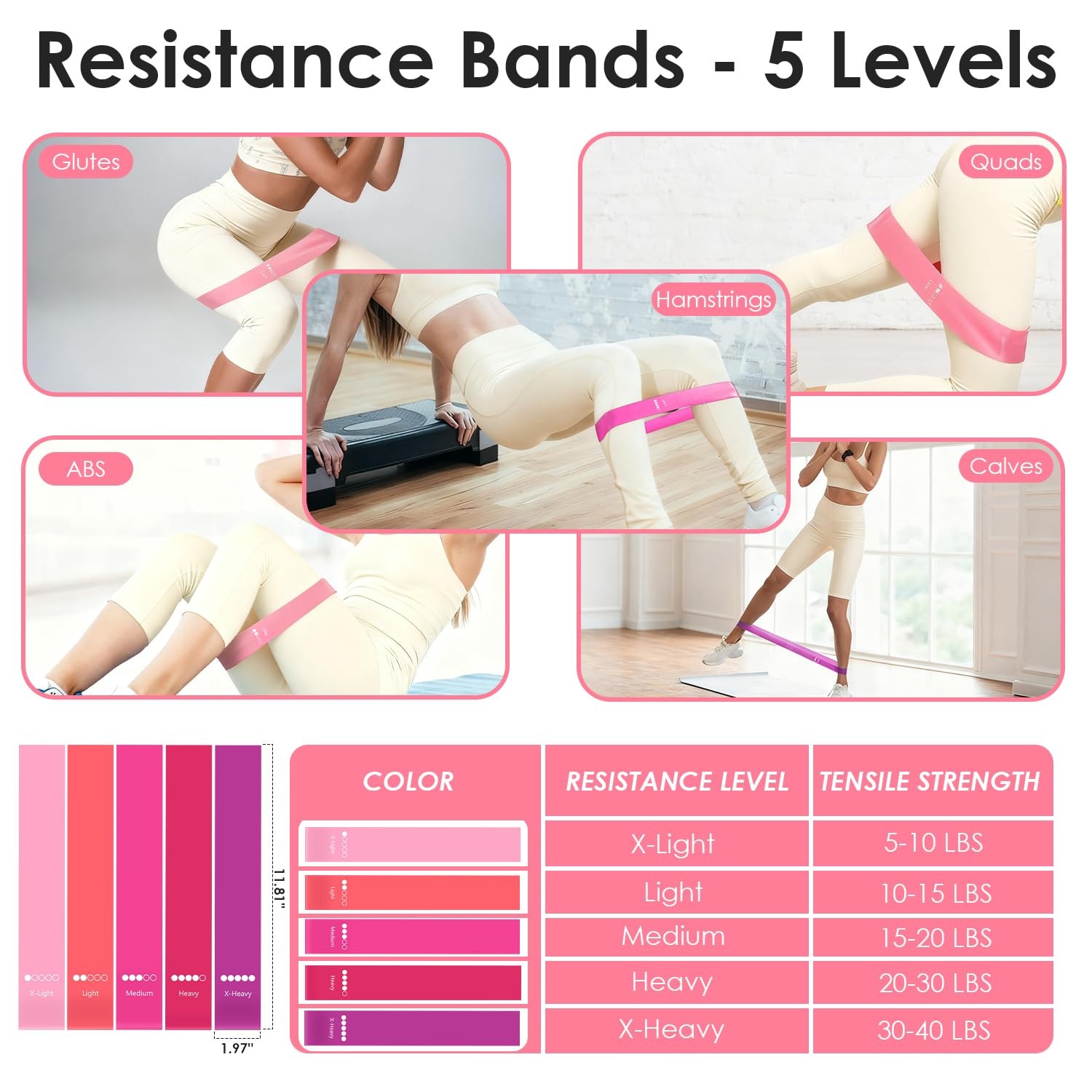 MIELIA 16 PCS Pink Pilates Ring and Ball Set for Women Home Gym, 15-Inch Magi…