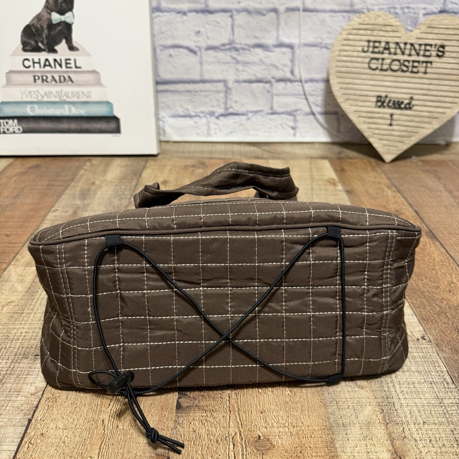 Gaiam Metro Gym Bag Brown Quilted Yoga Mat Strap Holder Multiple Compartments