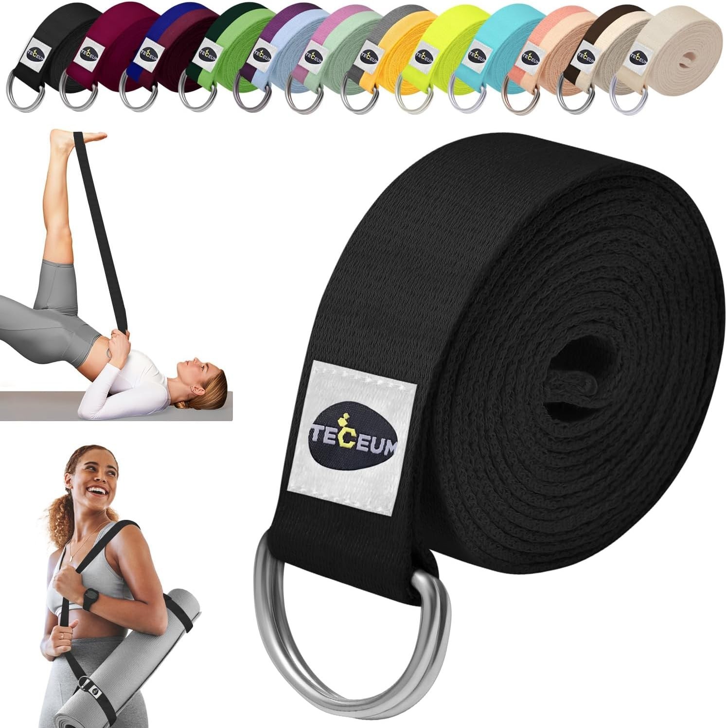 Yoga Strap & Mat Strap – 2 IN 1 – Cotton – 6 ft 8 ft 10 ft 30+ colors – Adjus…
