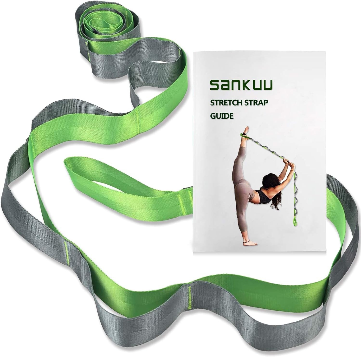 Nylon Yoga Strap with Workout Poster – 96 » Stretching Aid for Therapy & Fitness