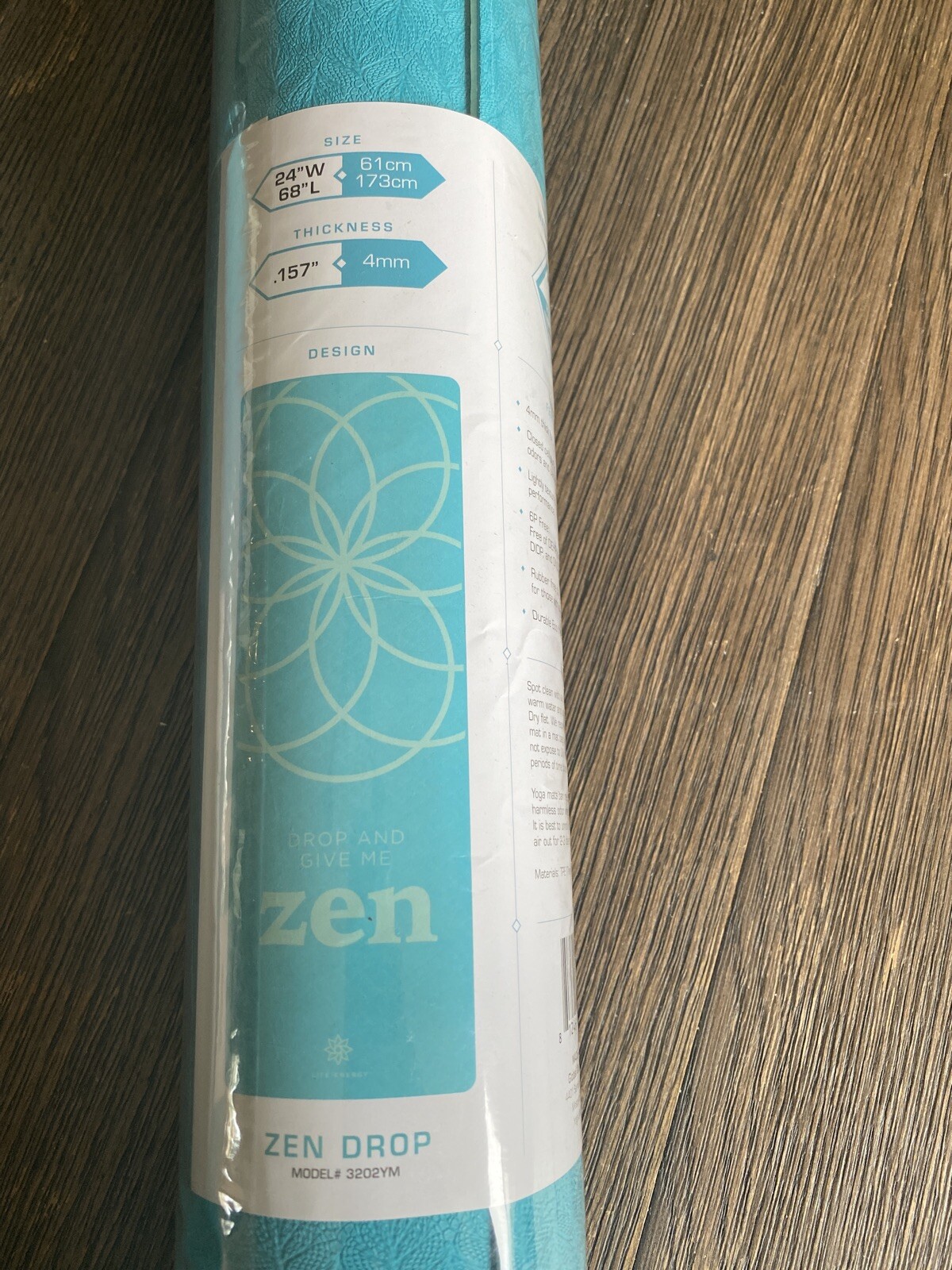 Life Energy EkoSmart Non-Slip Exercise Yoga Mat w/ Carrying Strap, 4 mm Thick