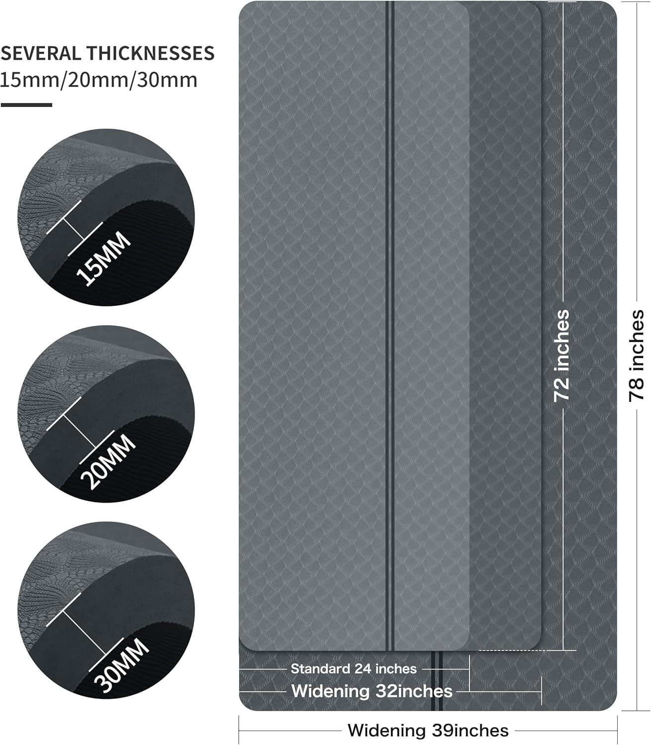 Large Exercise Mat – 15Mm/20Mm/30Mm Thick Yoga Mat | Workout Mat for Fitness, Yo