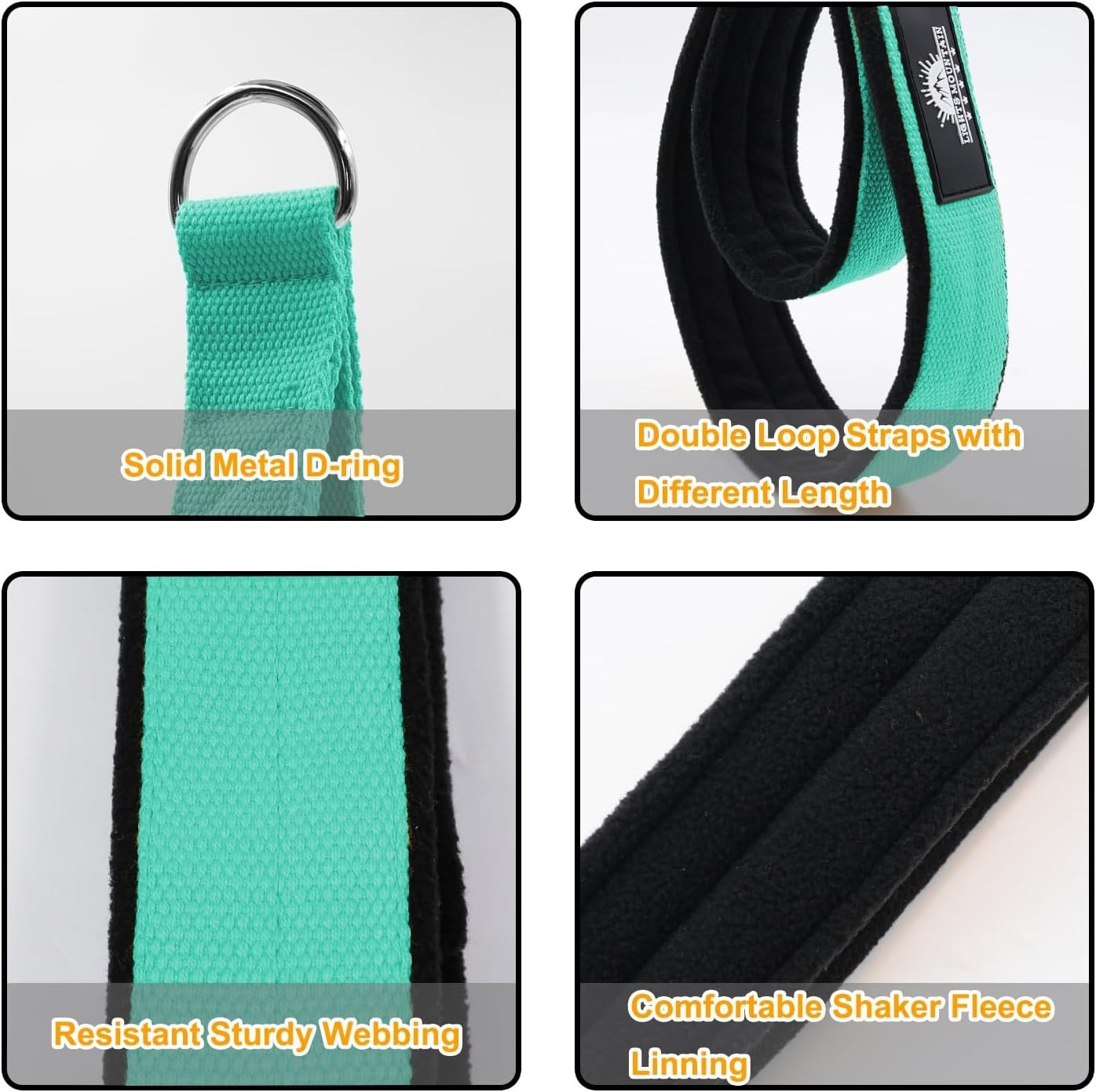 Durable Pilates Double Loop D-Ring Straps – Padded Handles for Reformer, Yoga…