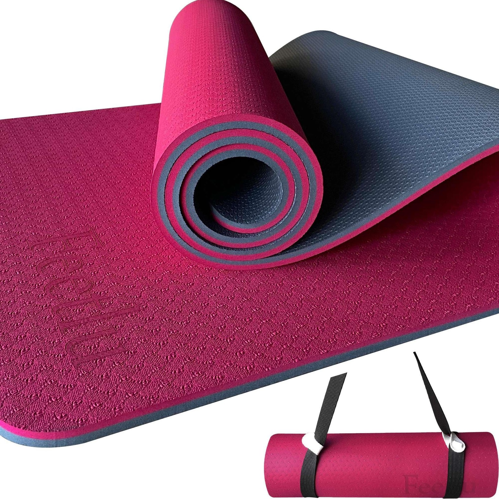 Yoga Mat with Strap – 10mm & 12mm Thick Yoga Mat, Non-Skid Dual Surface Wo