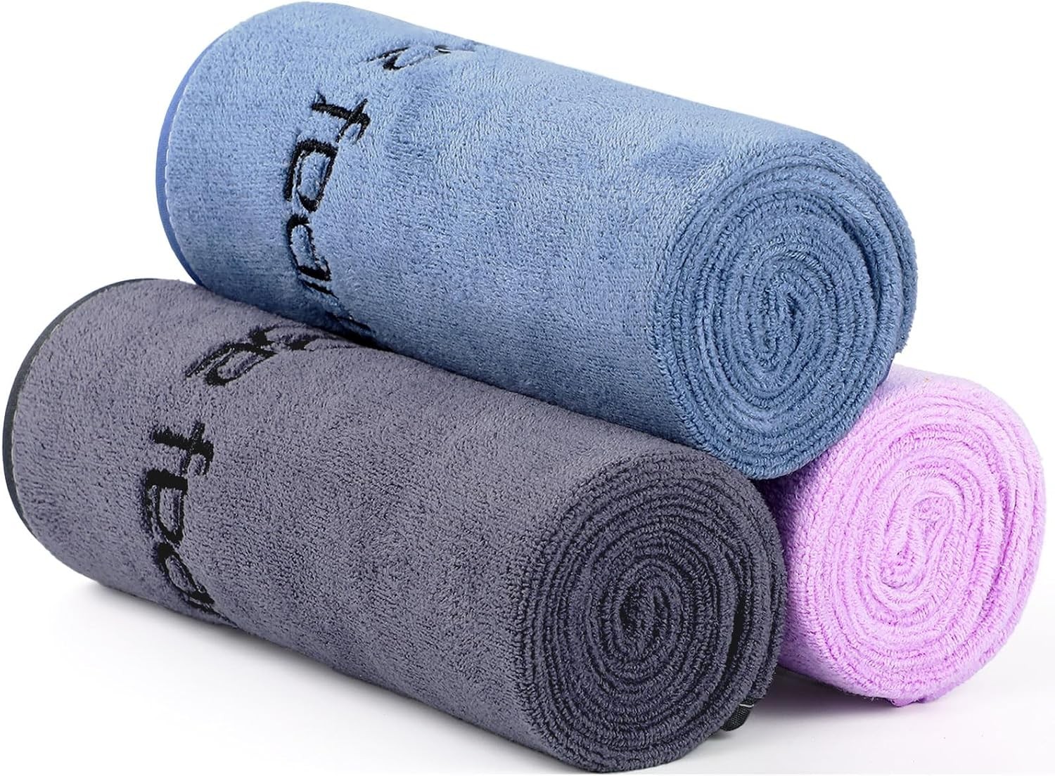 Grey Blue Purple Gym Towels 3 Pack