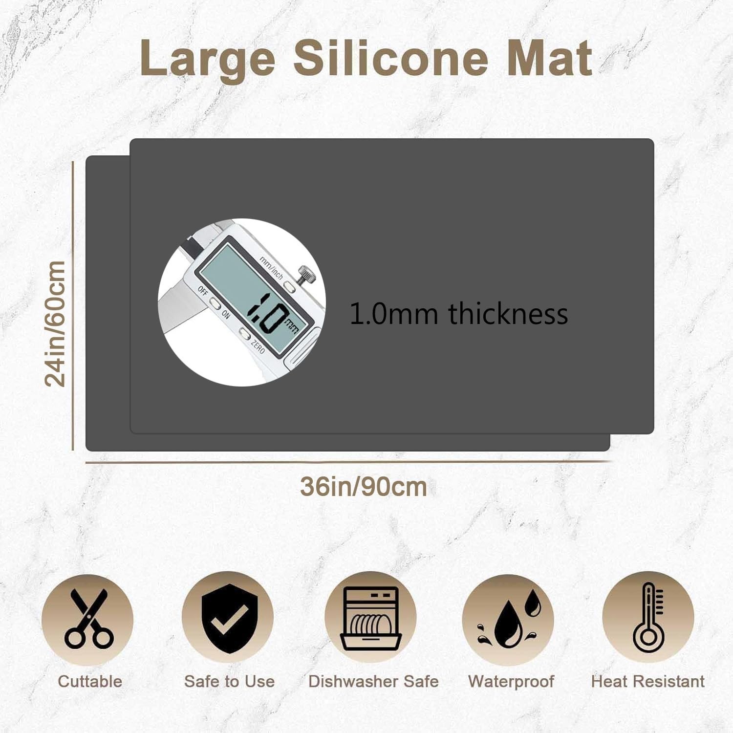 36&Prime;x24&Prime;(90cmx60cm) Large Silicone Mat for Kitchen Counter, Heat Resistant Non…