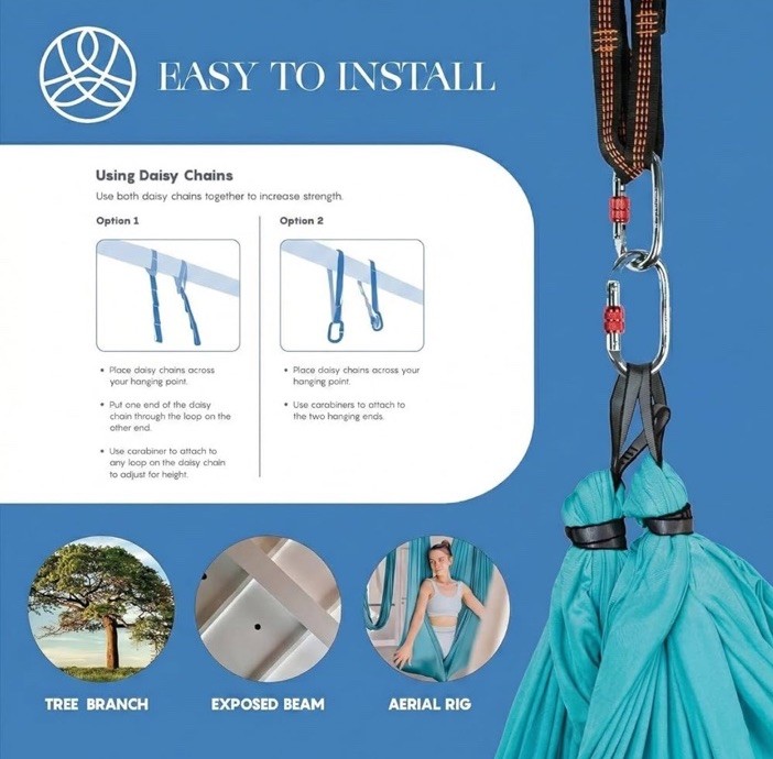 Aerial Silk Yoga Hammock & Swing for Home Inversion Exercises Starter Kit for