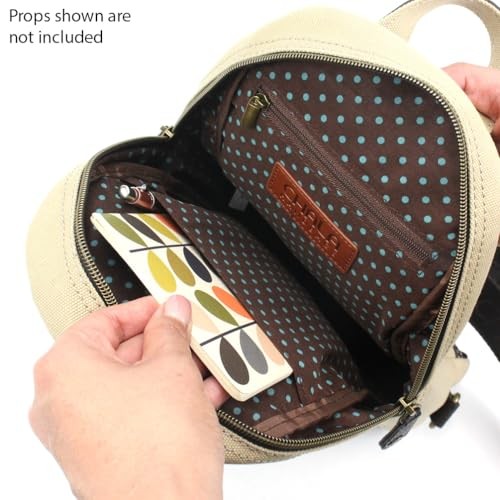 Canvas Sling Bag Women RFID Protected Canvas Crossbody Backpack Bird – Sand