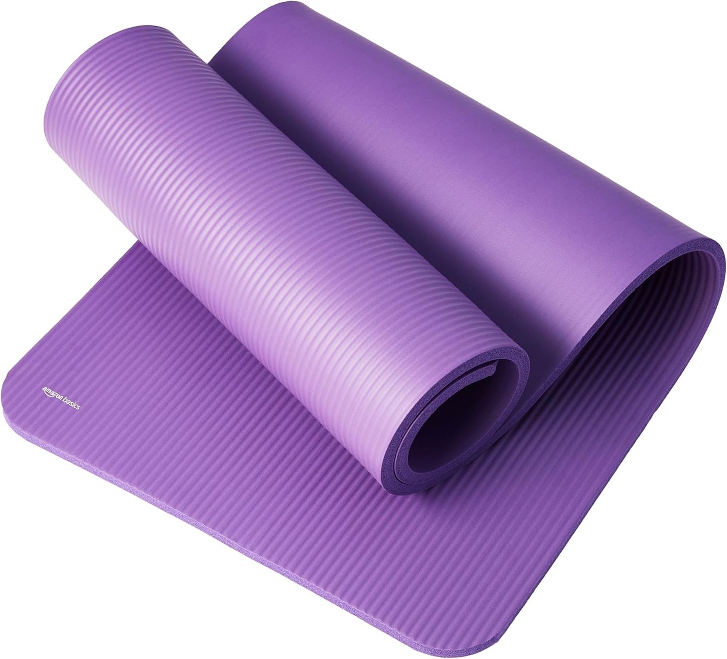 Amazon Basics 1/2 Inch Extra Thick Exercise Yoga Mat with Carrying Strap Purple