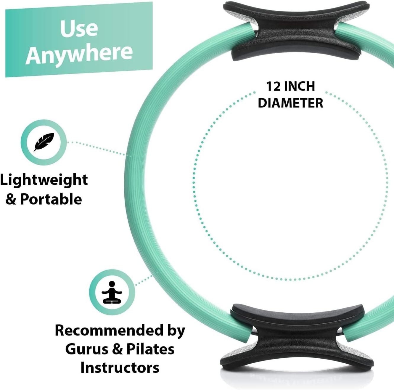 Versatile 12&Prime; Pilates Ring with Dual Grip & Bonus Exercise Guide