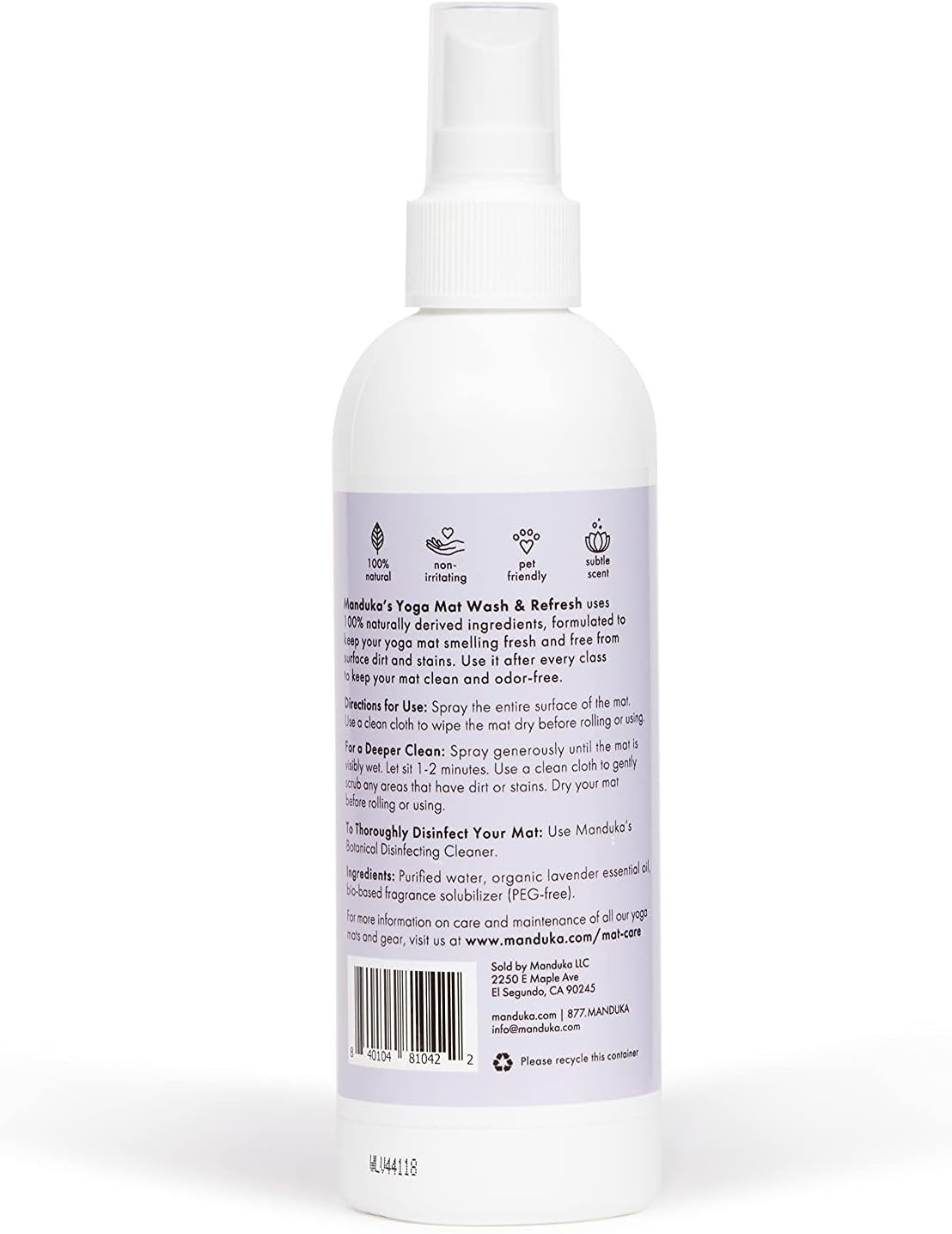 Manduka Yoga Mat Wash and Refresh – 100% Natural Essential Oil Yoga Mat Cleani