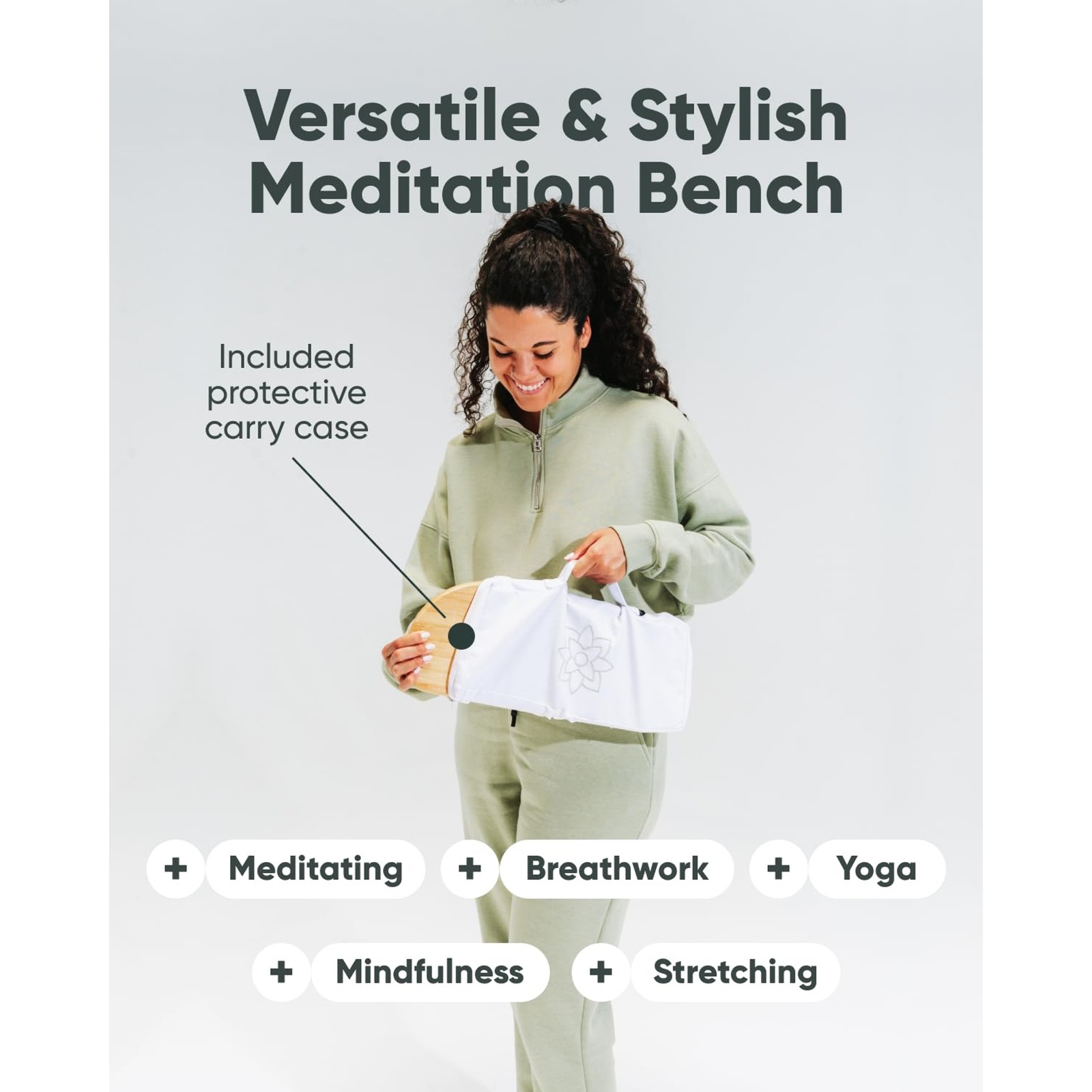 Folding Meditation Bench – Bamboo Kneeling Stool with Locking Magnetic Hinges –