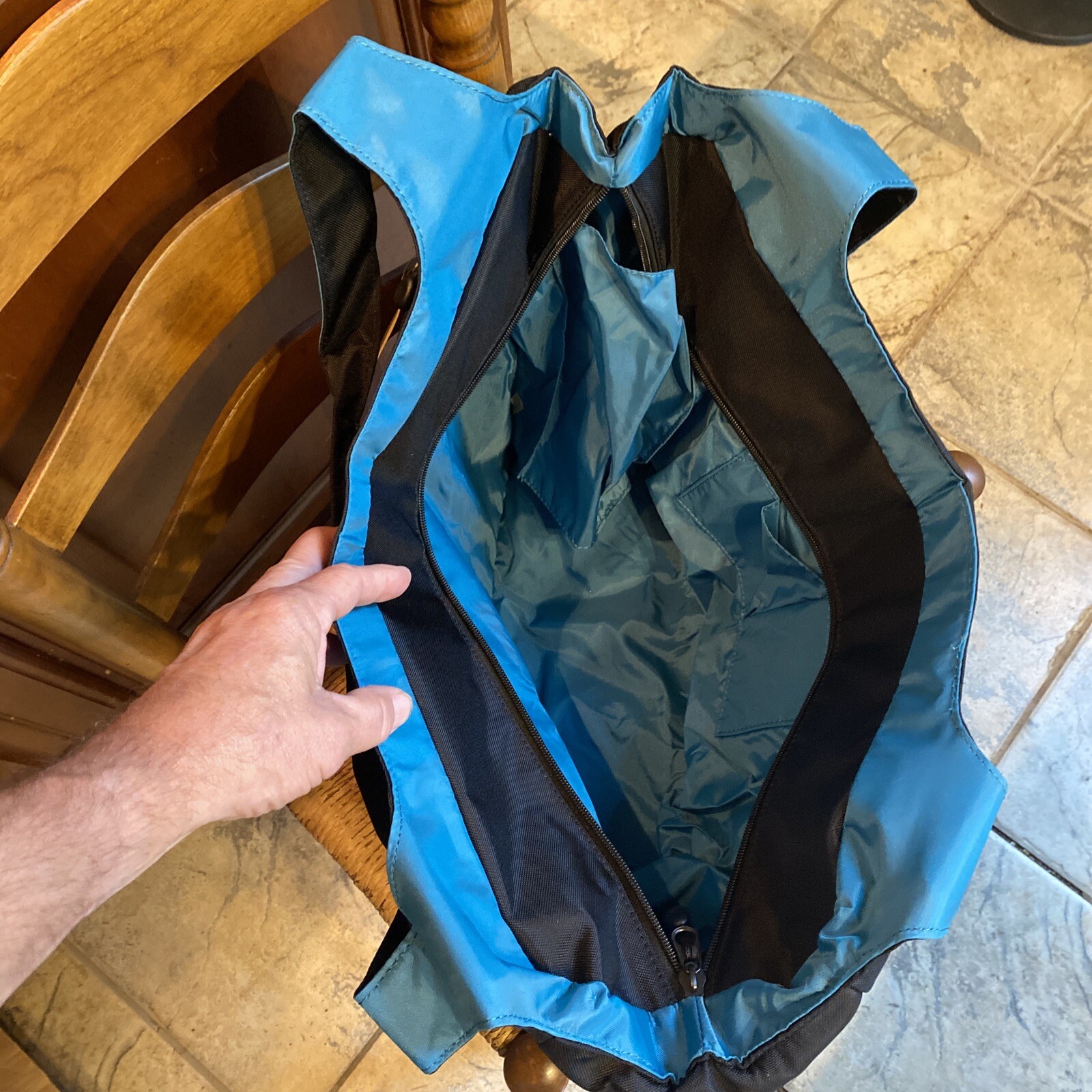 HOTDOG Yoga Gear Carrying Gym Travel LG. BAG Onyx/Aqua Heavy Nylon NICE NEW NWT