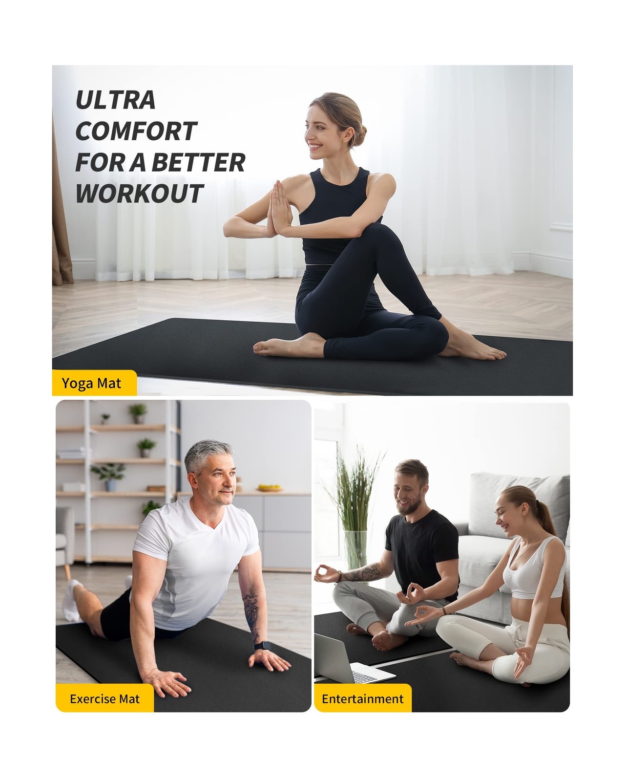 CAMBIVO Yoga Mat for Women and Men, Extra Long and Wide Exercise Ma… Fast Ship