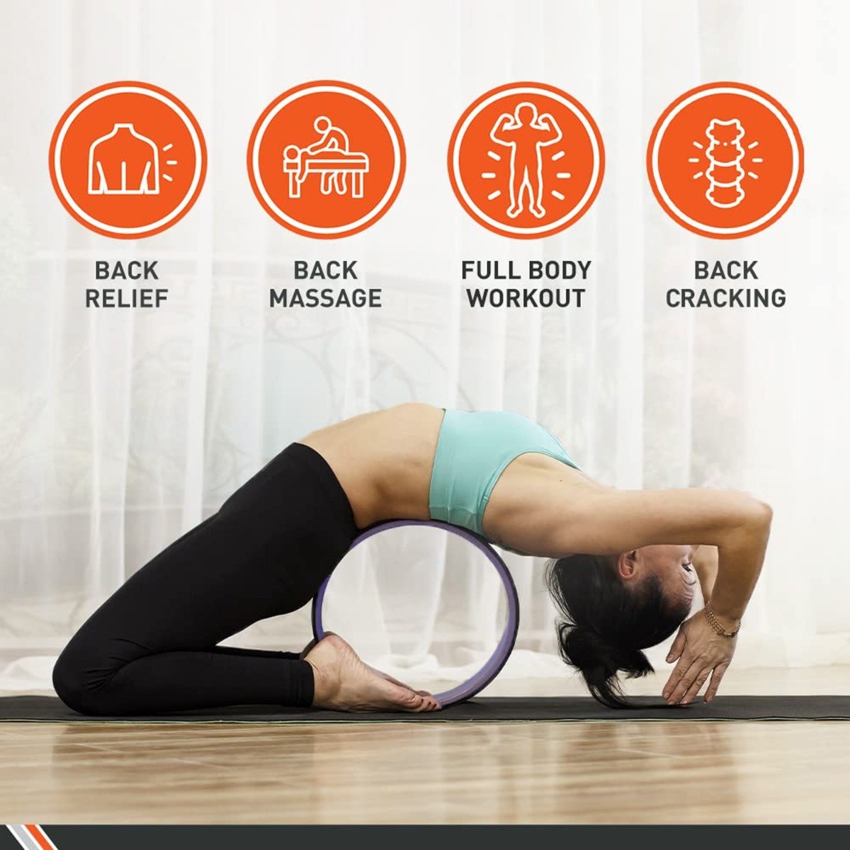1pc Double Colors Yoga Wheel For Back Bending, Non-Slip for Home Travel