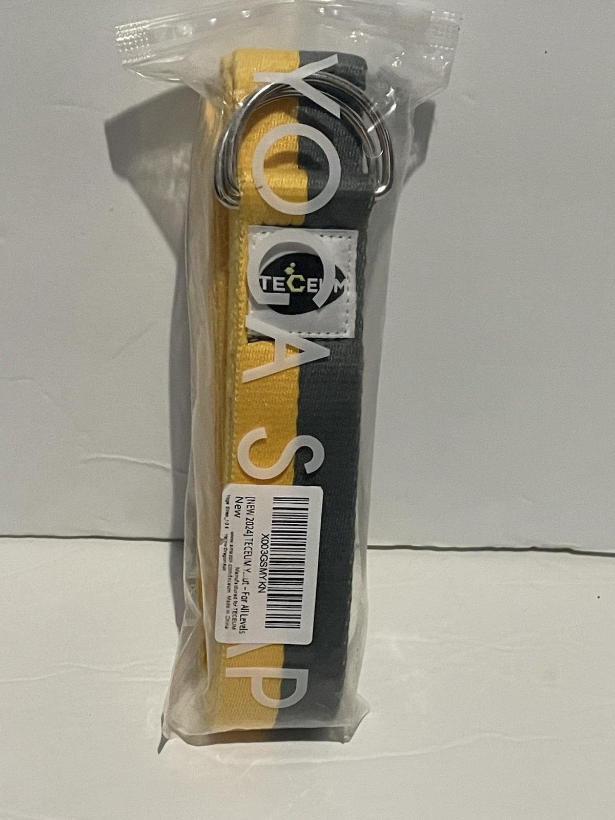 TECEUM Yoga and Mat Strap Adj. Non Slip Pilates/Stretch ect. 10’L 1.5”W Gry/Yell