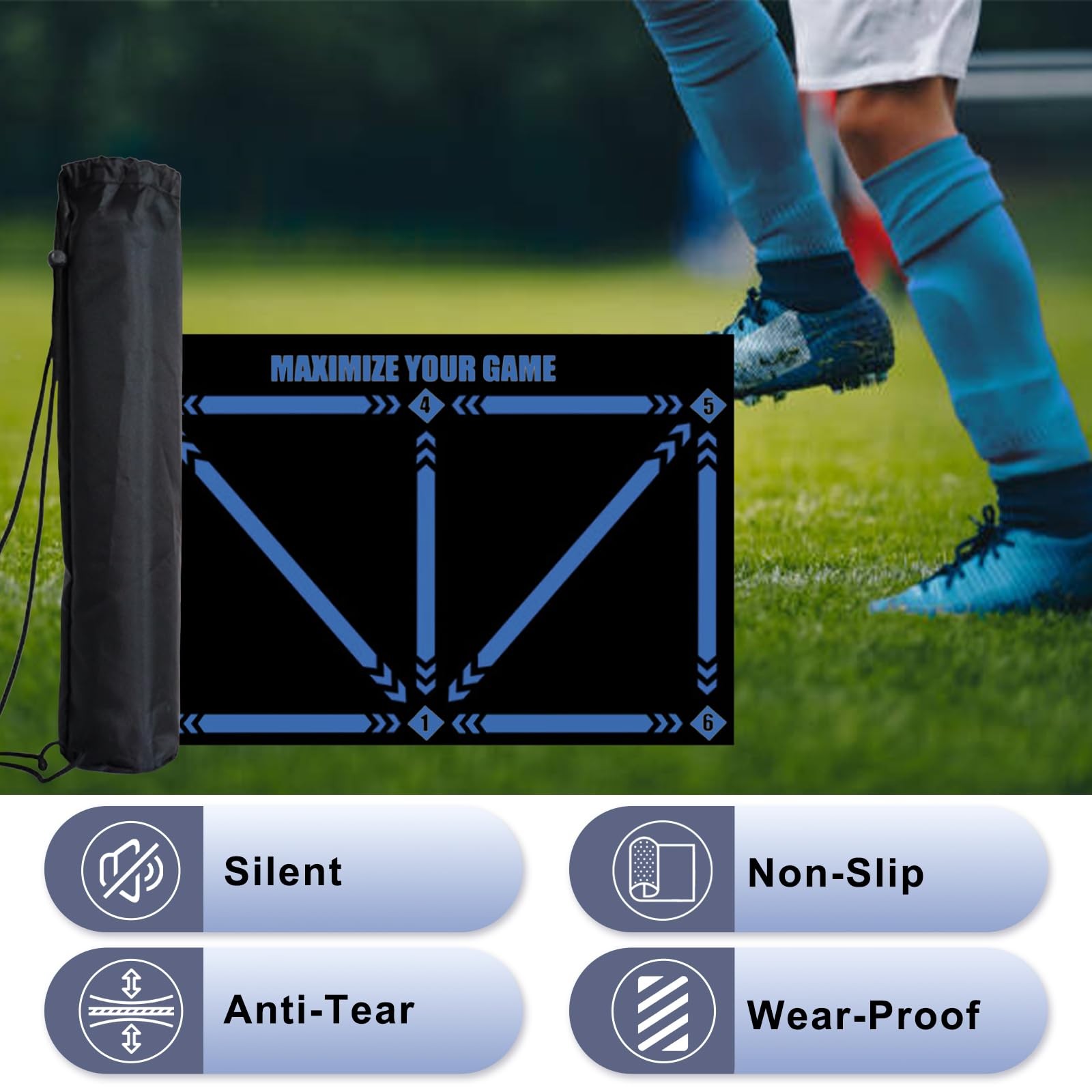 Pure Vie Anti-Slip Soccer Training Mat, Equipment Blue