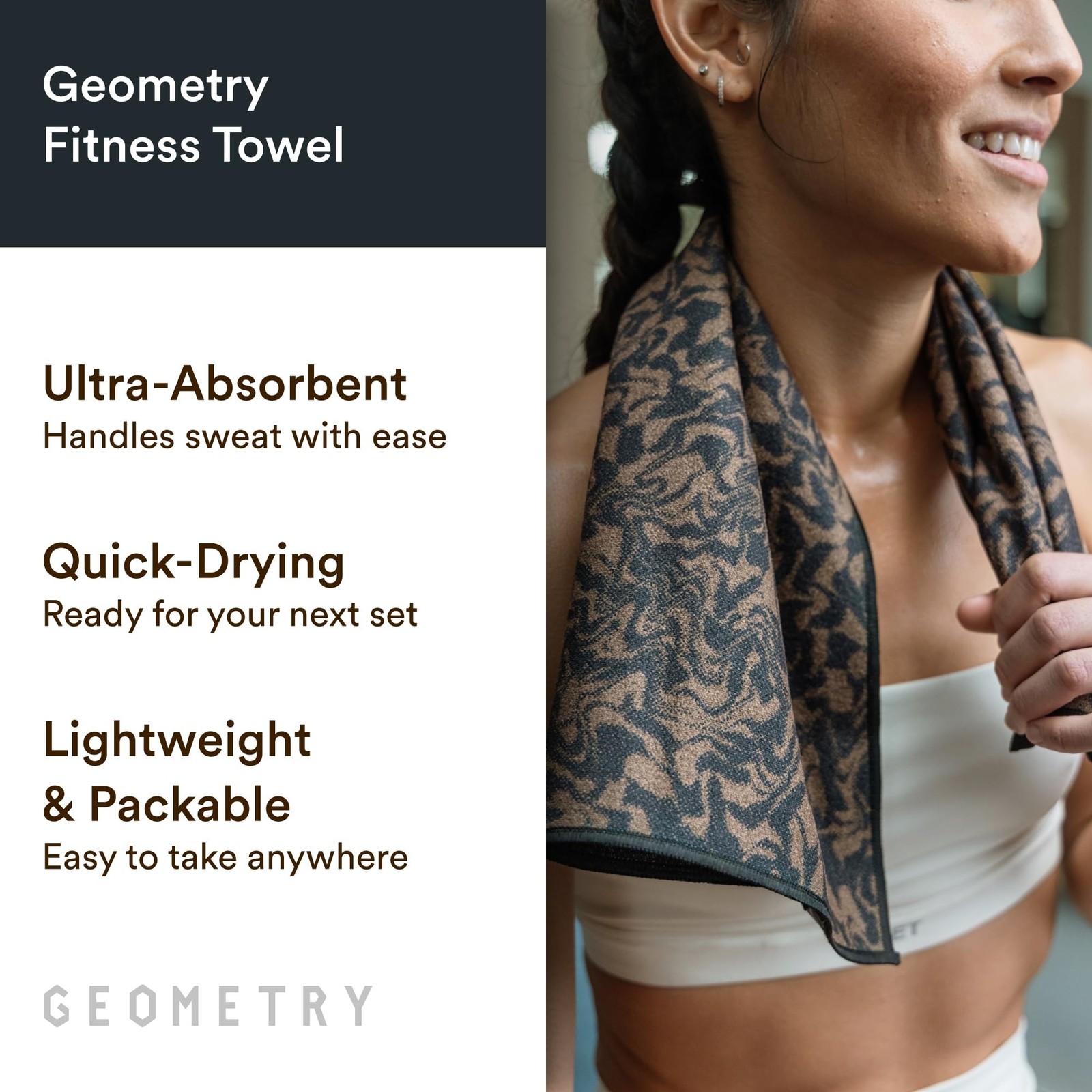 GEOMETRY Gym Towel for Working Out – Compact & Quick Dry, Super Absorbent Mic…