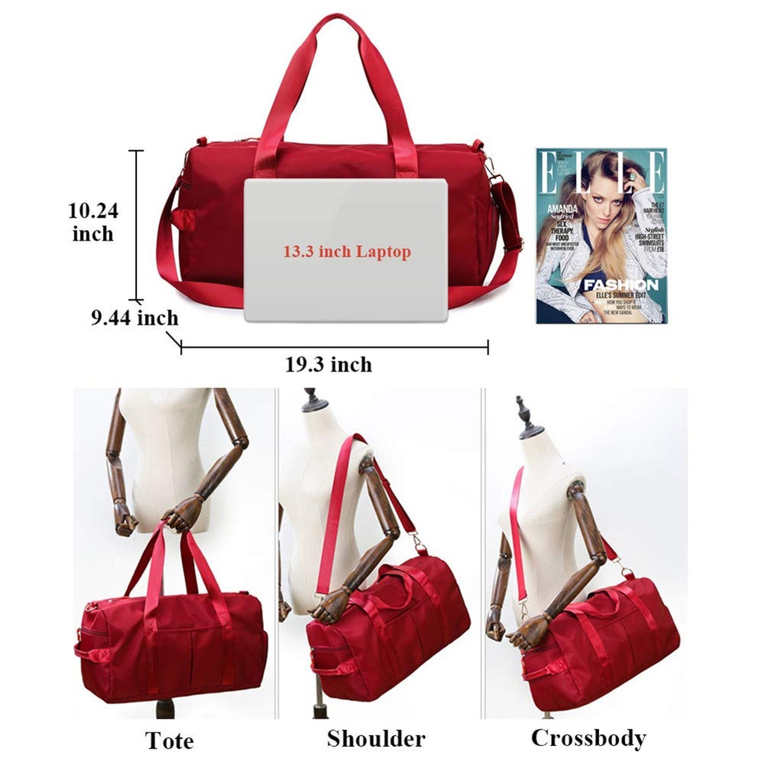 Sports Gym Bag for Women Travel Duffel Bag with Wet Pocket and Shoes Compartm…