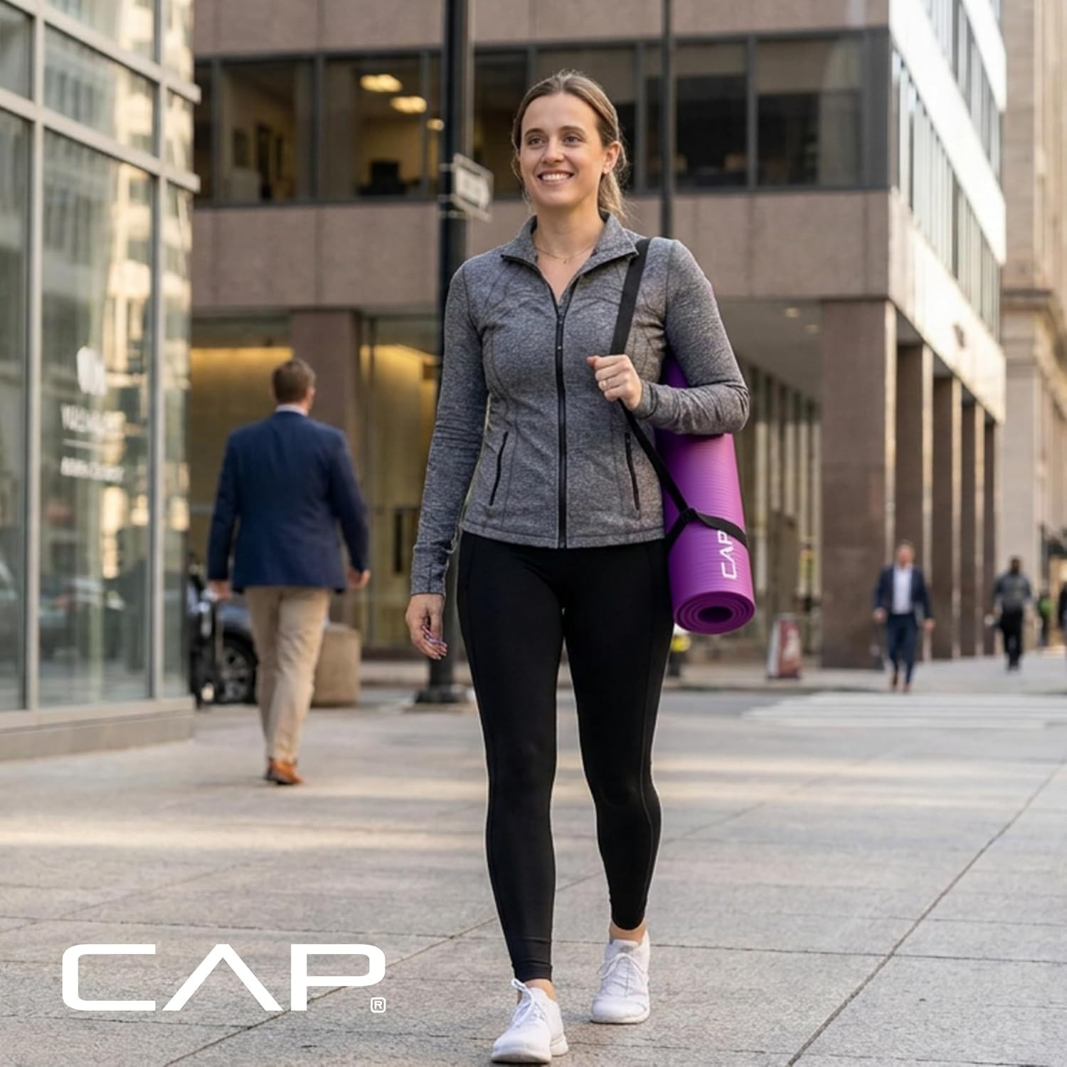 Comfortable & Portable 12mm Yoga Mat – Lightweight, Purple with Carrying Strap