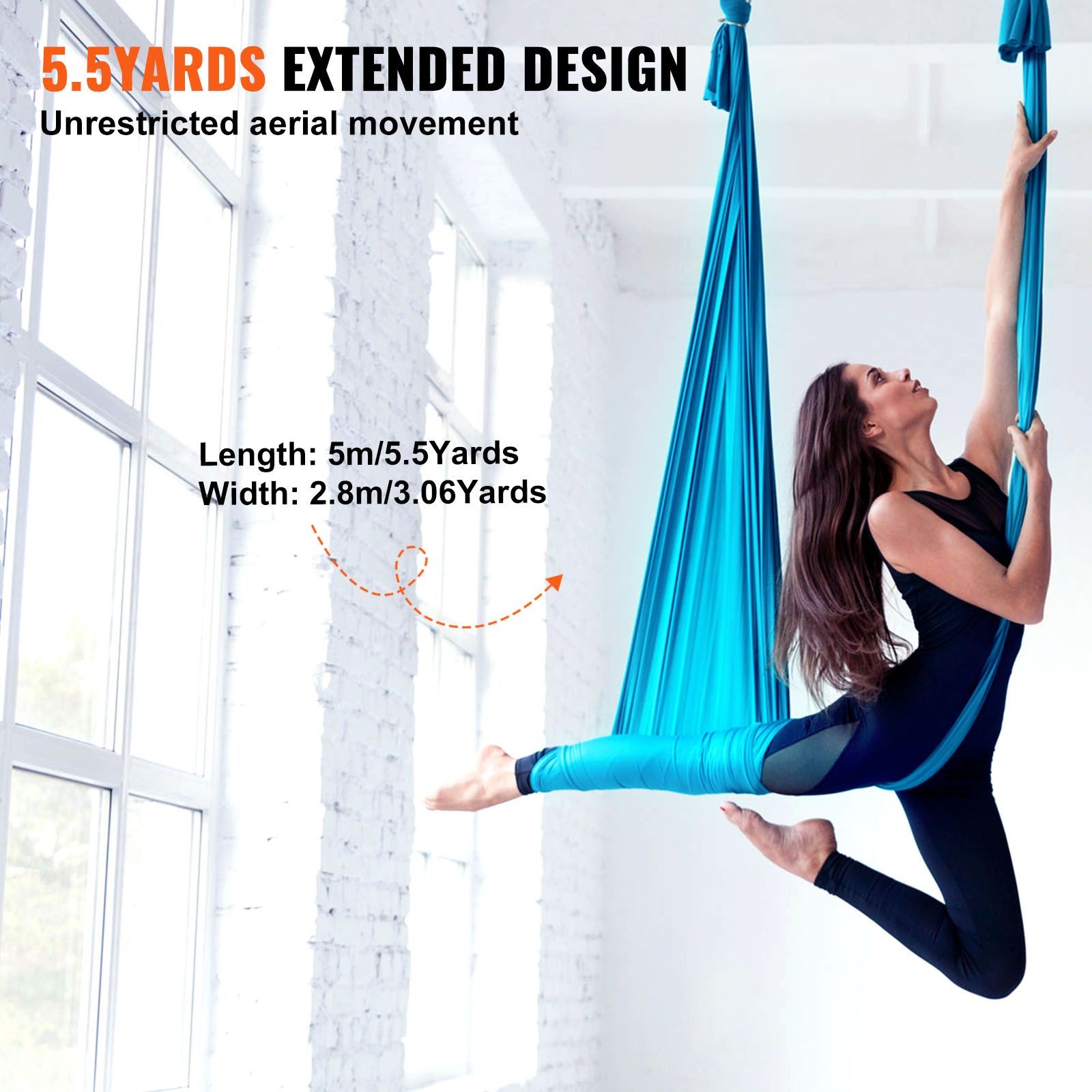 Aerial Yoga Hammock & Swing, 5.5 Yards, Aerial Yoga Starter Kit with 100gsm