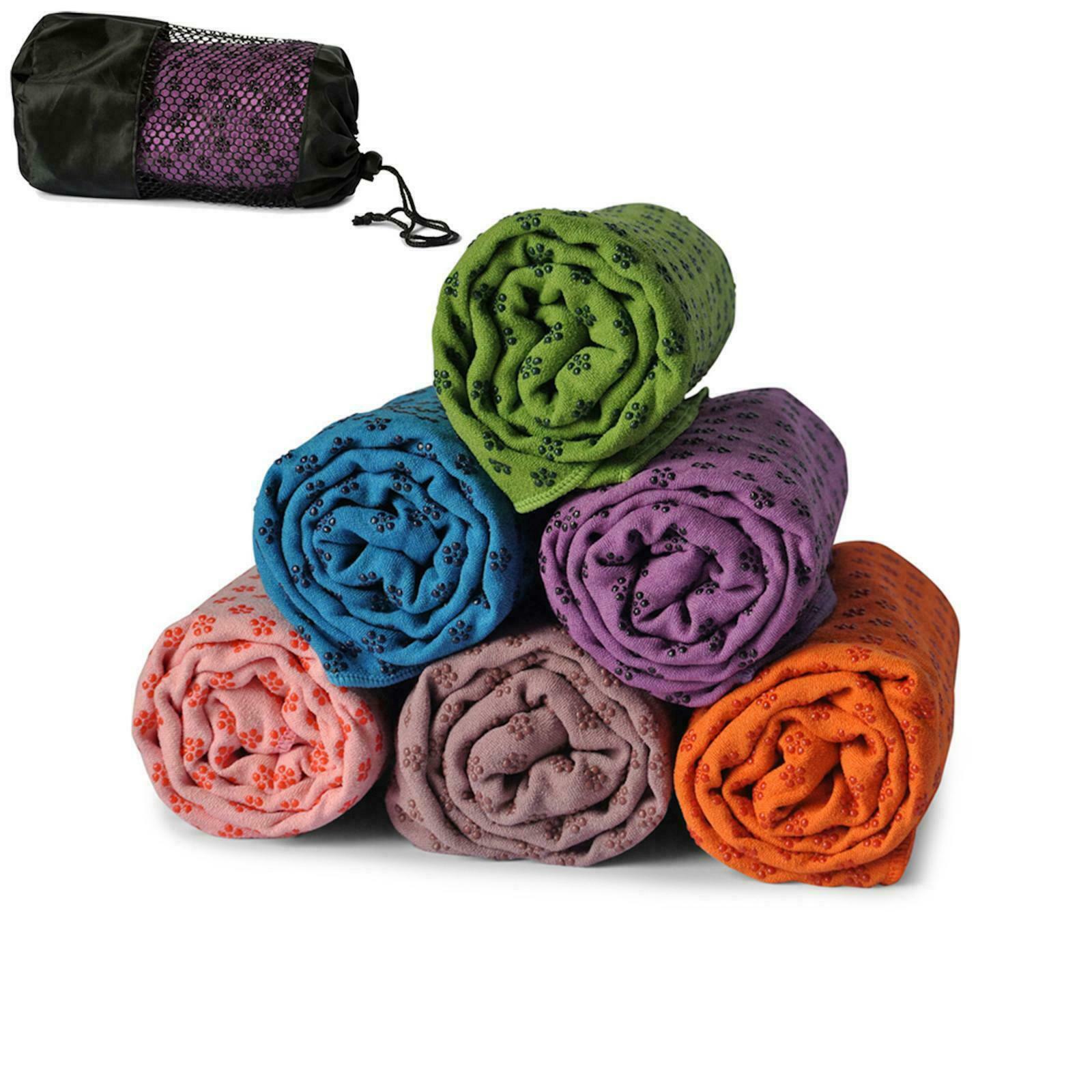 5 Pack Non Slip Yoga Towel Microfibre Pilates Hot Bikram Grip Blanket Travel Bag