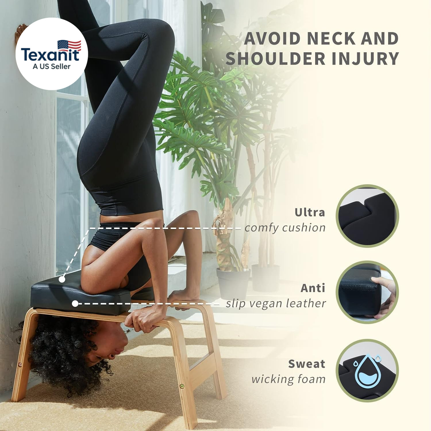 Yoga Inversion Bench- Headstand Bench for Home & Gym, Relieve Stress, Strengthen