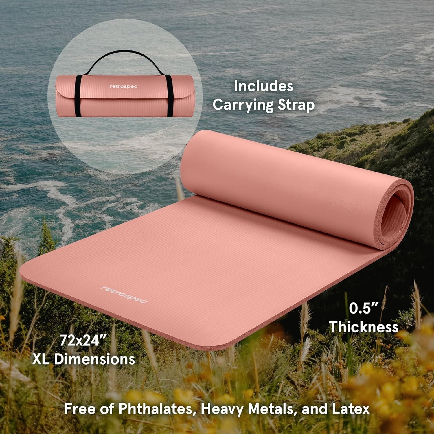 Solana Lightweight Yoga Mat 1/2in Thick – Durable Non-Slip Fitness Essential