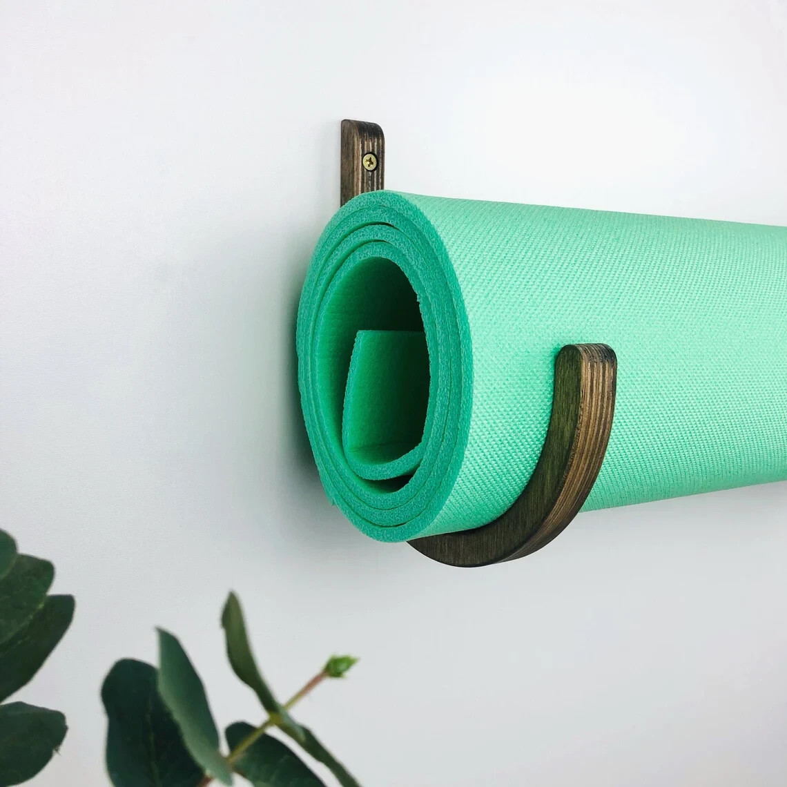 Plywood Yoga Sport Gymnastics Mat Hook Home Gym Storage Wall Holder Foam Roller