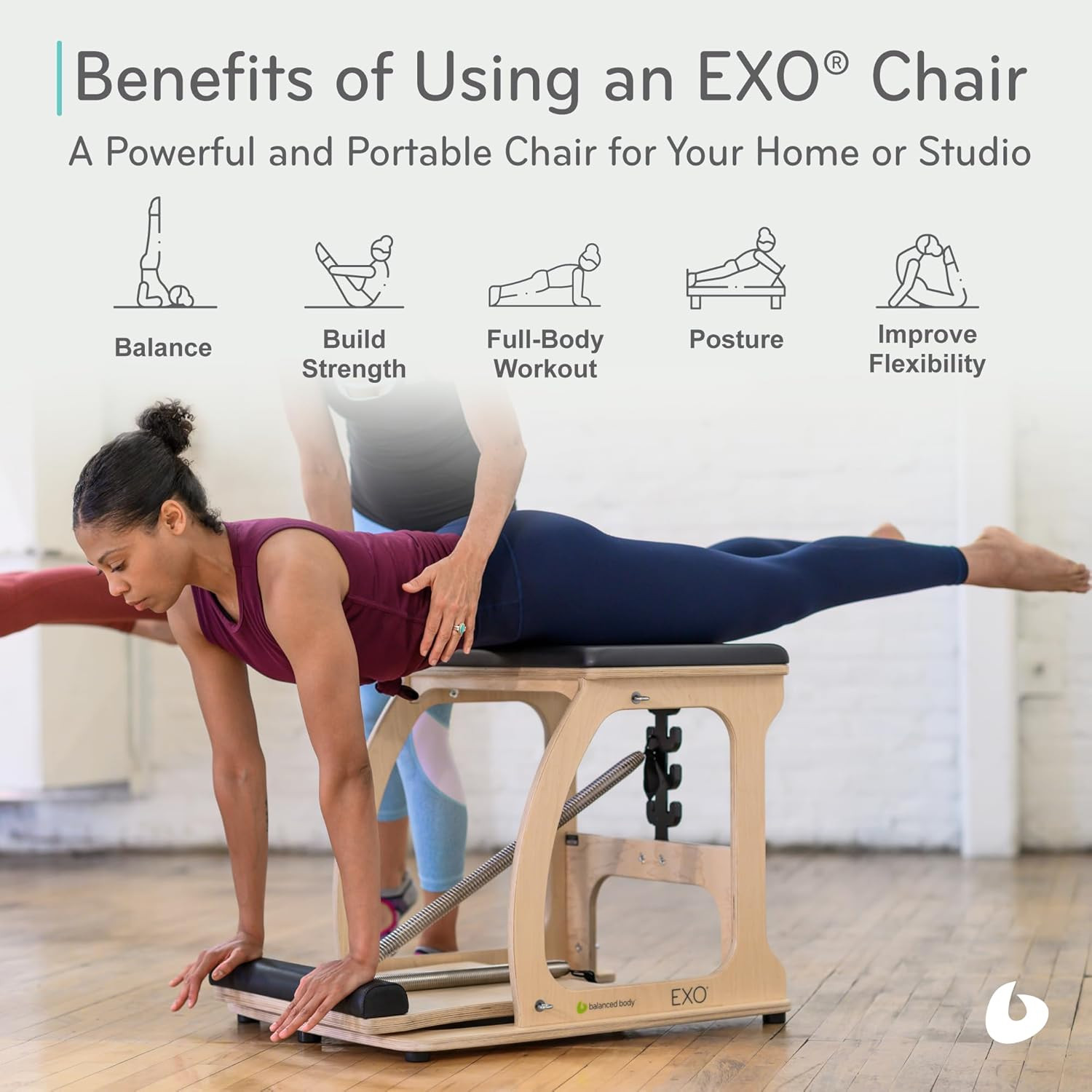 Balanced Body EXO Chair, Pilates Chair Exercise Equipment for Full-Body Workout,