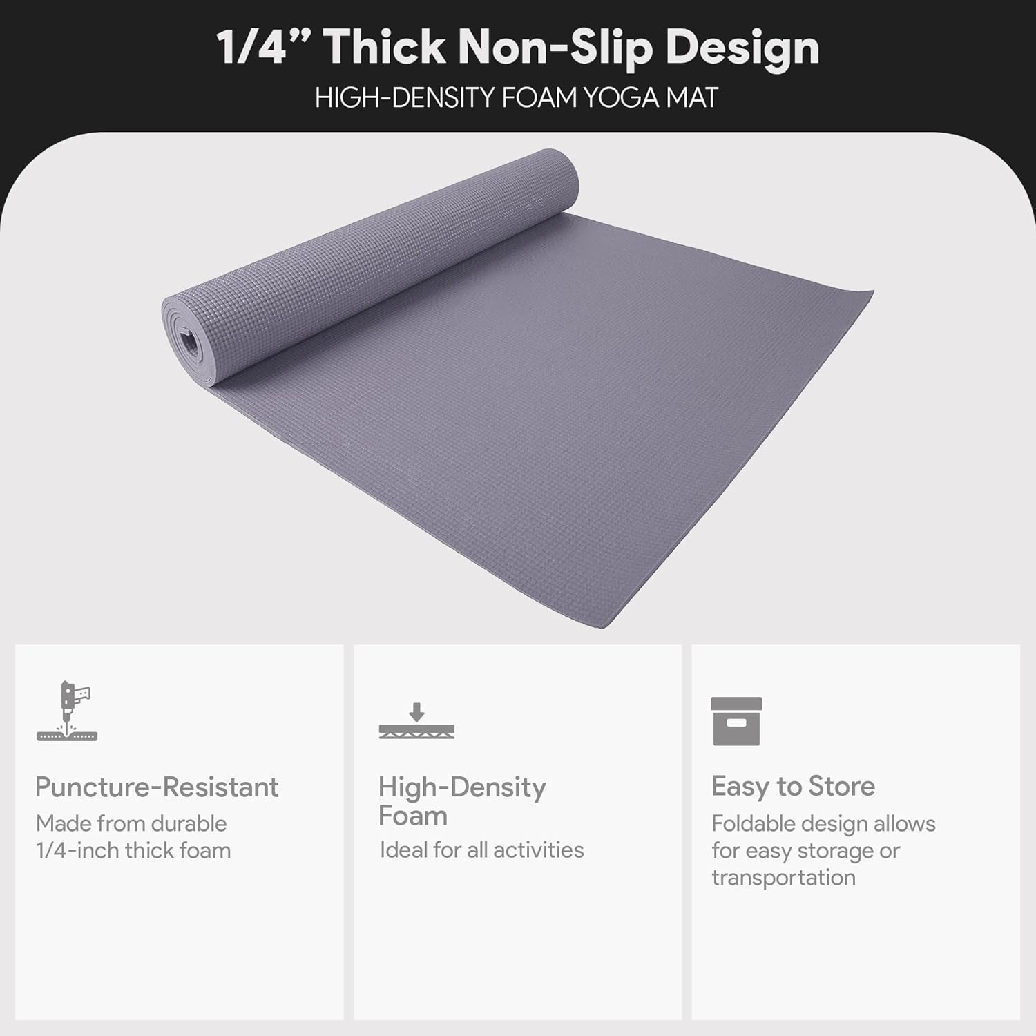 Eco-Friendly 1/4-Inch Non-Slip Yoga Mat with Carry Strap – Multiple Colors