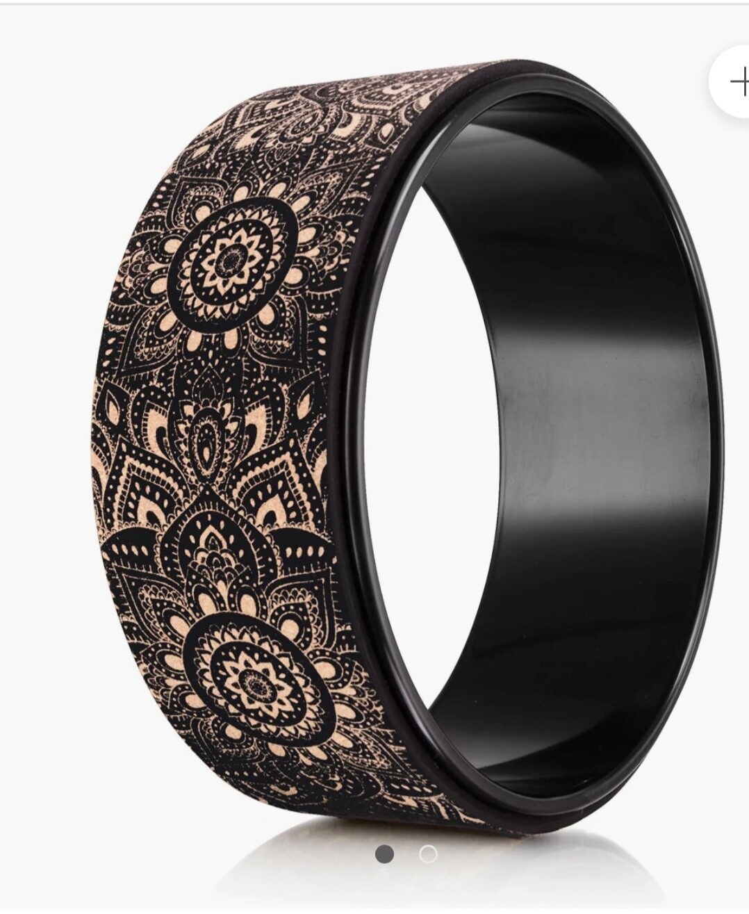 Yoga Wheel Cork Mandala Black| Eco Printed Extra Strength Padded Dharma. 