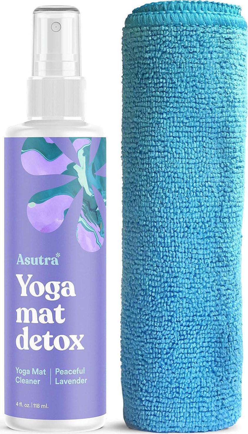ASUTRA Yoga Mat Cleaner Spray (Peaceful Lavender), 4 Fl Oz – No Slippery Organic