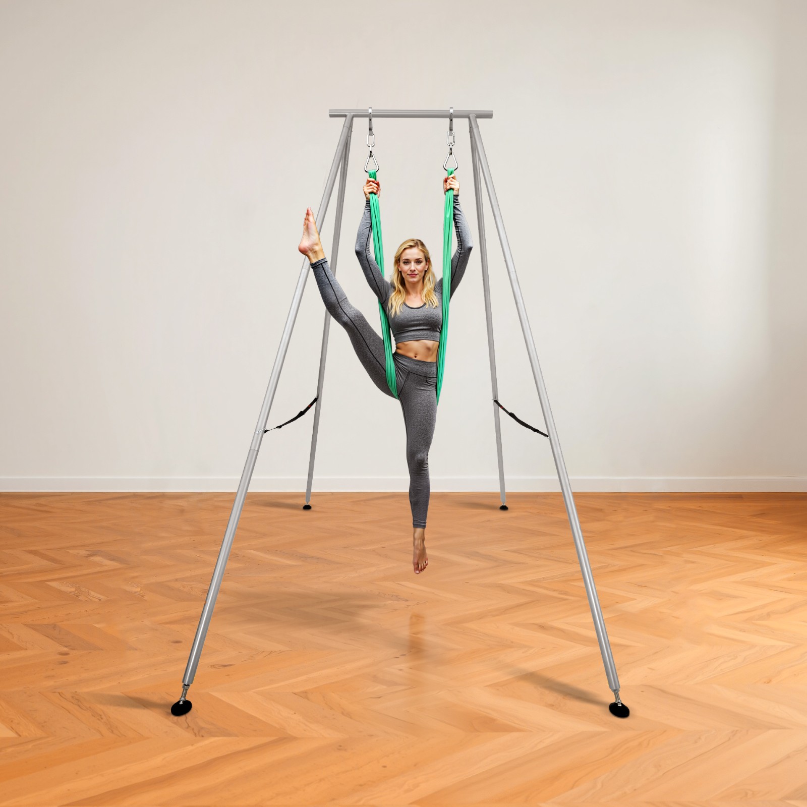 9.6ft Yoga Swing Frame Aerial Silk Stand 551 lbs Non-Slip Base Detachable