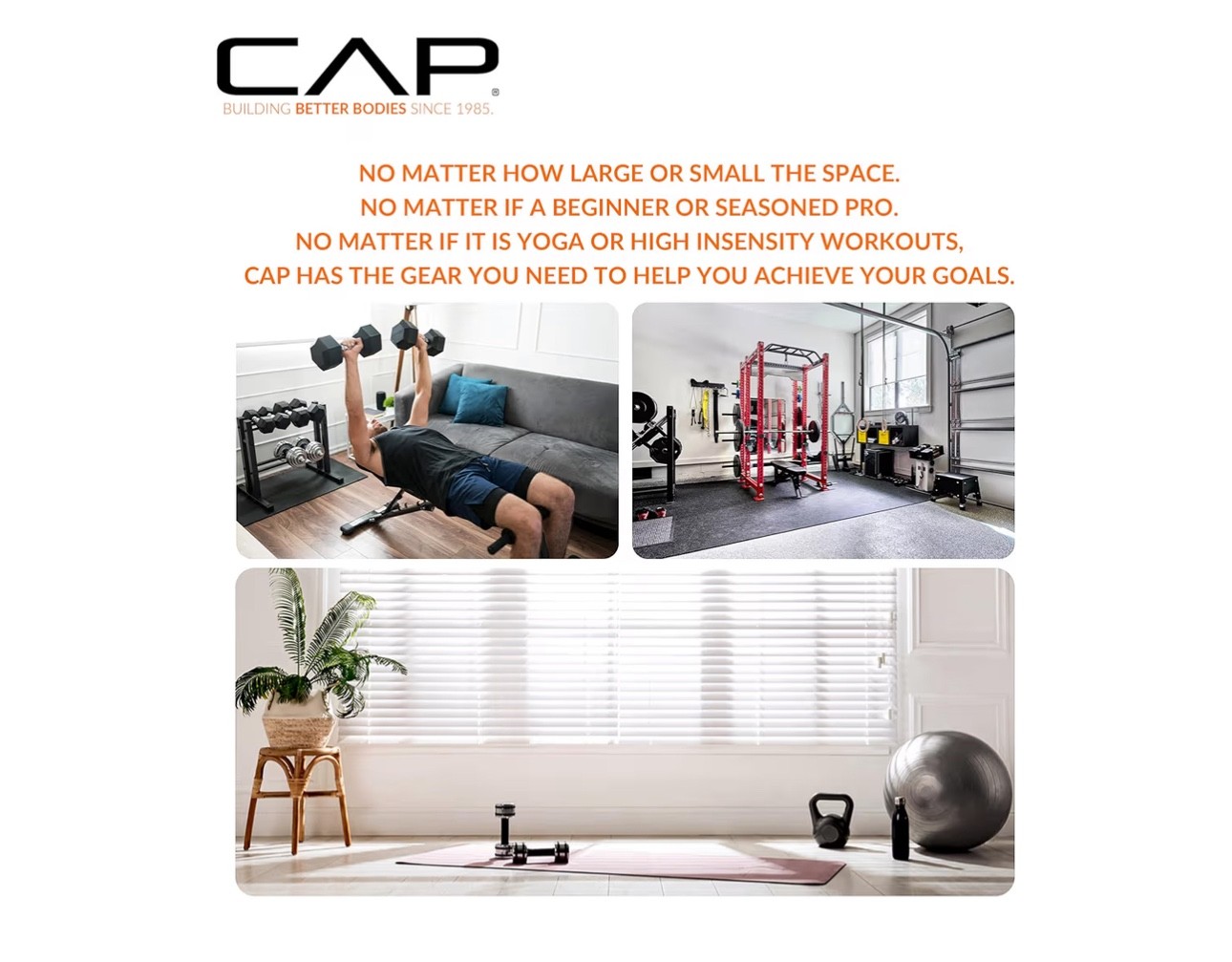 CAP Barbell 1/2-Inch High Density Exercise Yoga Mat with Strap 68&Prime;x24&Prime;, Black