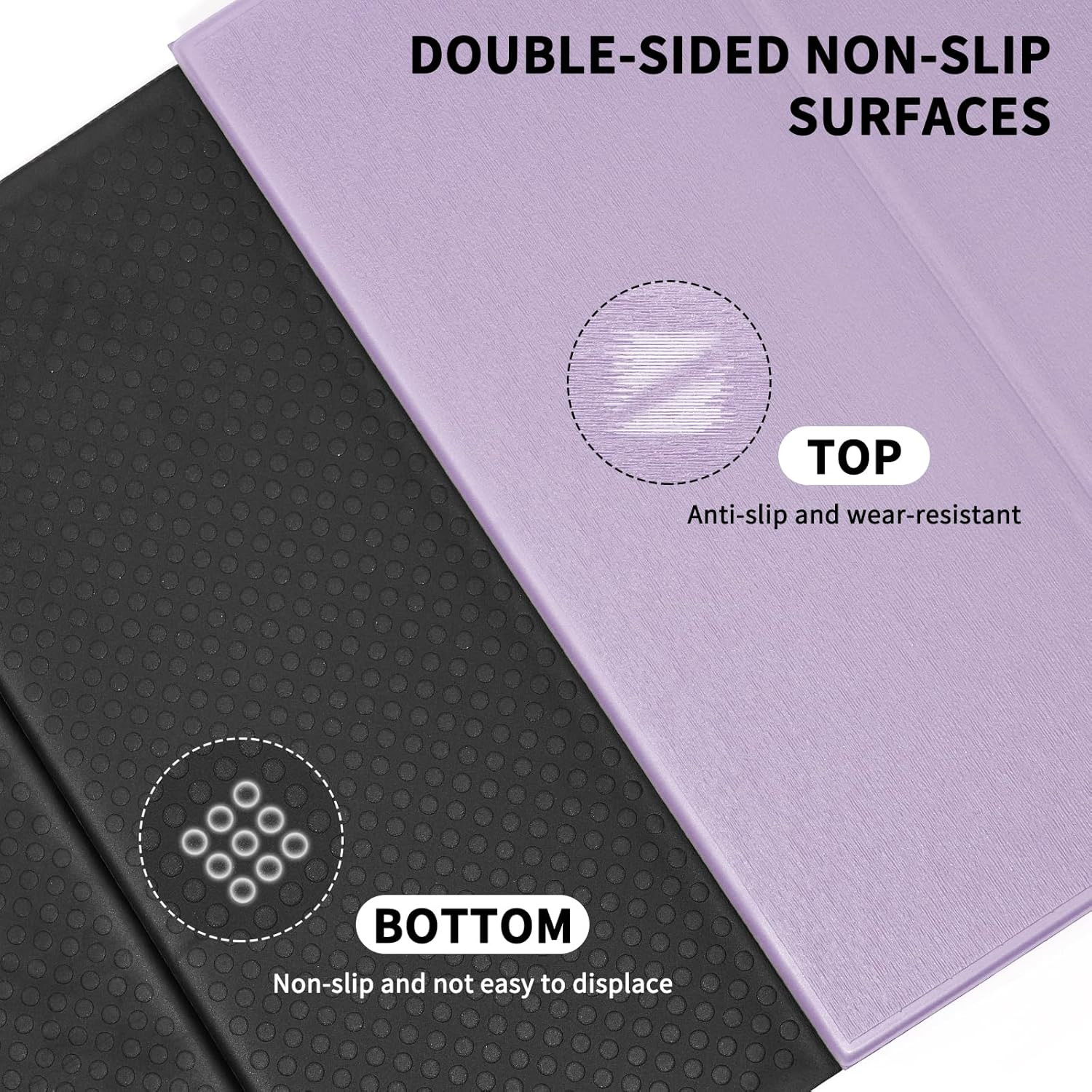 Foldable Yoga Mat Extra Thick & Large (74&Prime; X 31.5&Prime; X 0.32&Prime;), Double-Sided Non Sl