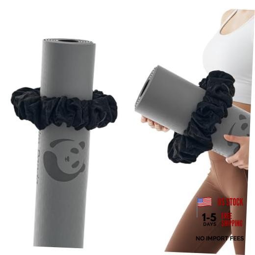 Yoga Mat Scrunchie,Style & Cute Mat Holder,Stretchable Velvet Fabric Fit Black