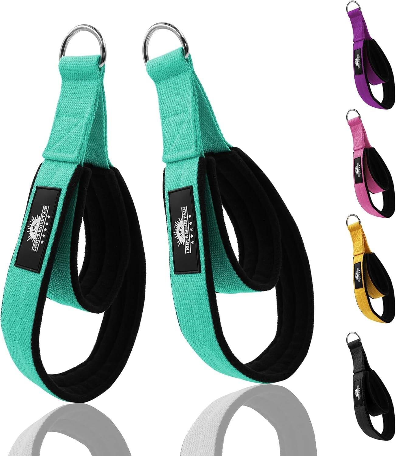 Durable Pilates Double Loop D-Ring Straps – Padded Handles for Reformer, Yoga…