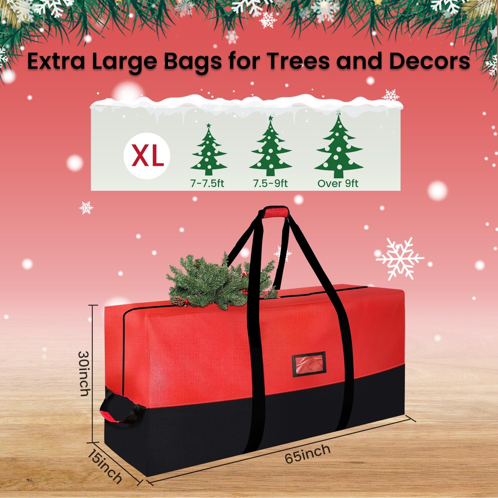 Heavy Duty Christmas Tree Storage Bag for Trees Up to 9ft – Waterproof, 60