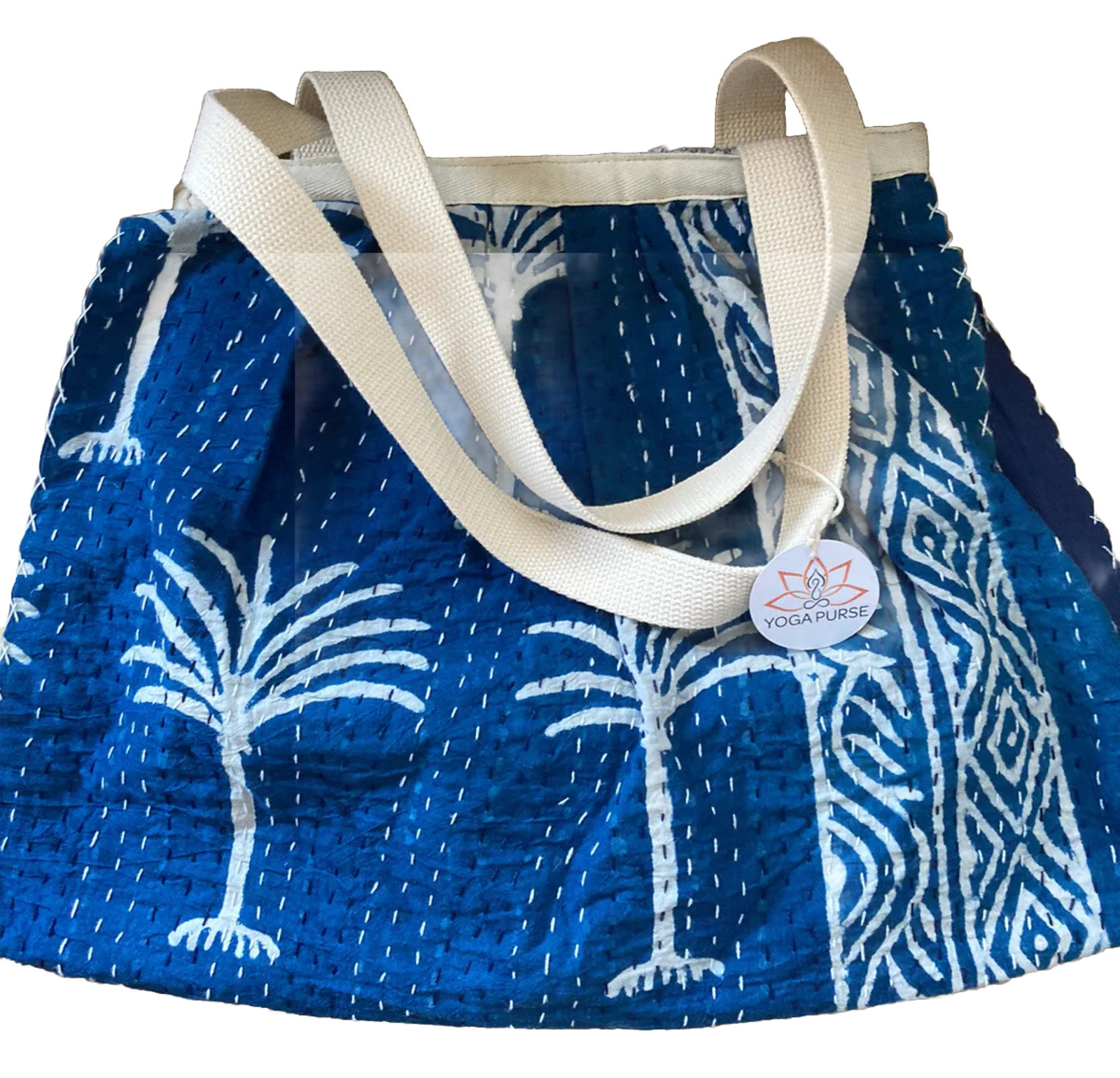 Yoga Purse Blue Yoga Mat Carrier Cotton Bag 15×21 in