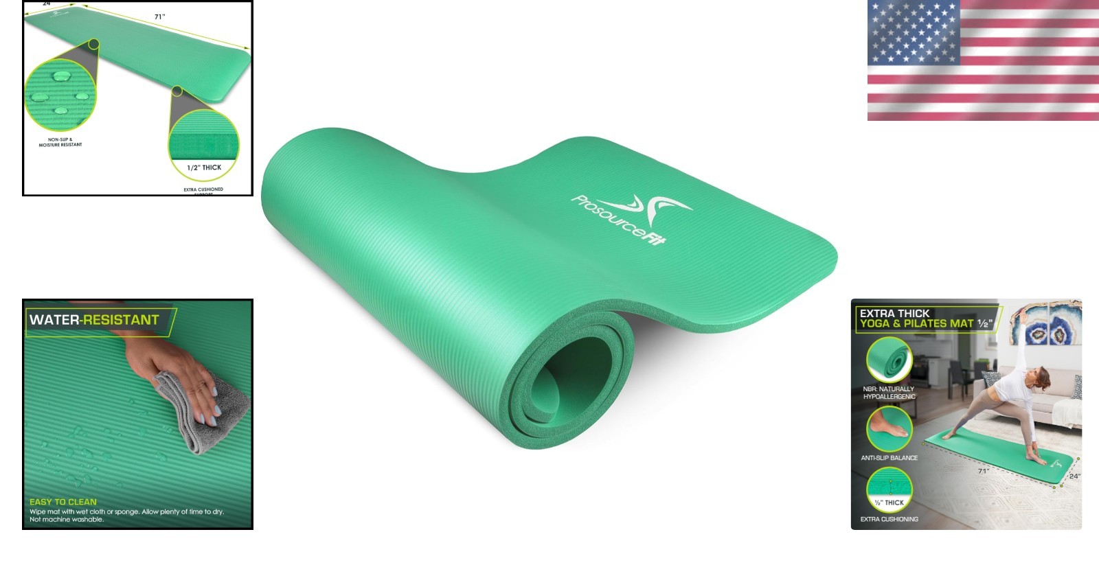 Comfort Foam Yoga Mat ½” Thick, 71-Inch Length – Water-Resistant & Durable