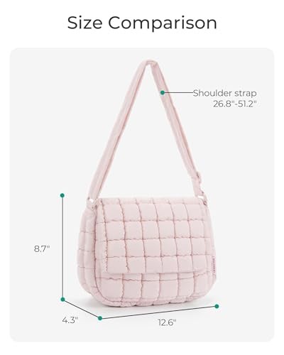 BAGSMART Lightweight Crossbody Bags for Women, Quilted Puffer Cross body Camel
