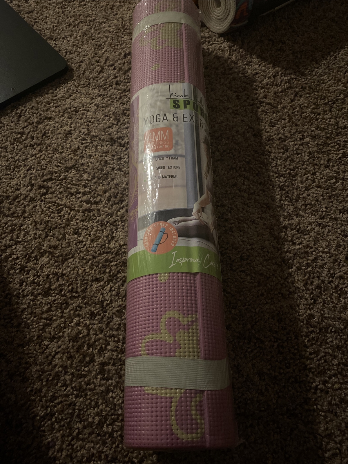 Nicole Miller Yoga And Exercise Mat With Carrying Strap Included